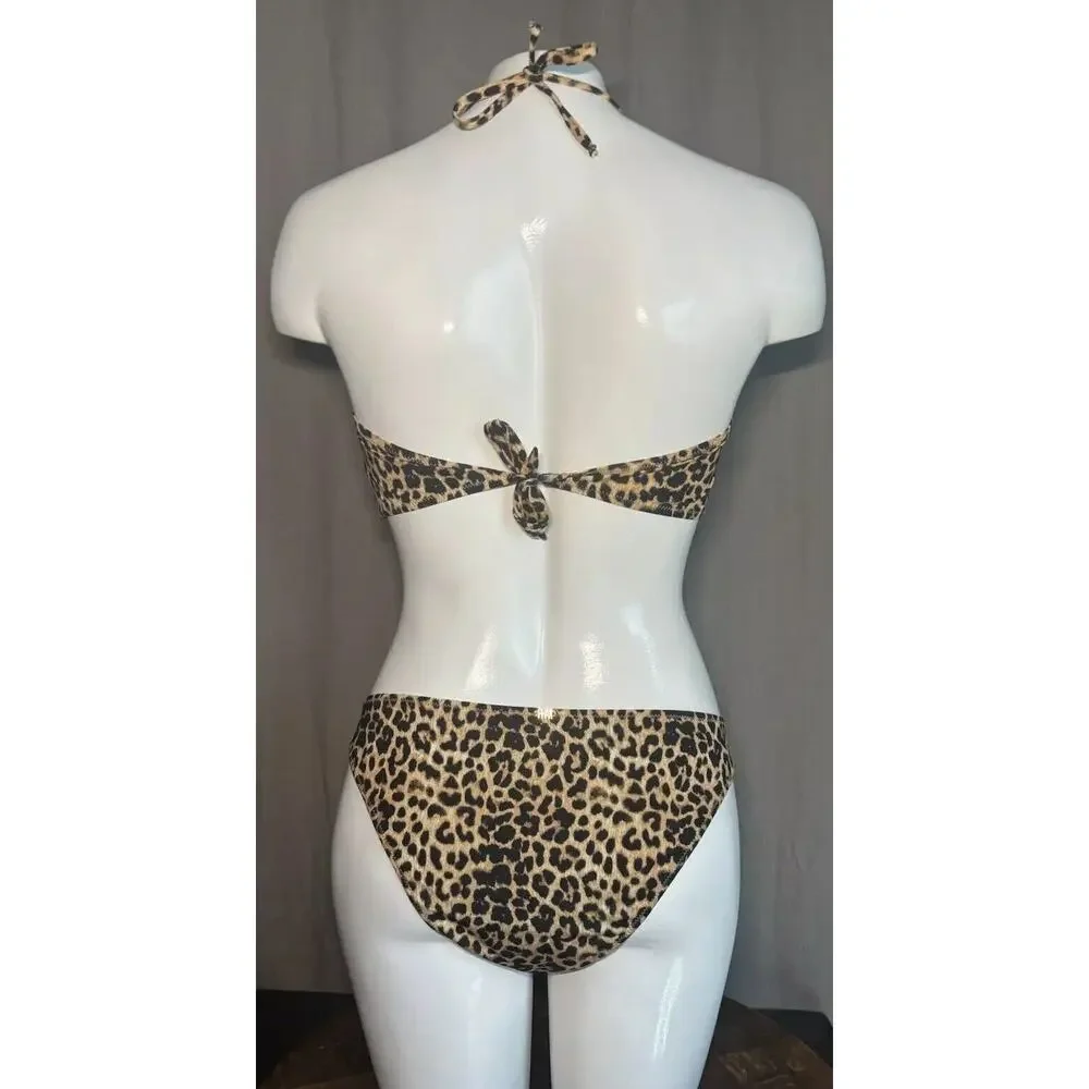 PHAX bikini swimsuit Animal Print Gold Accents Women’s 2 Piece Size Large